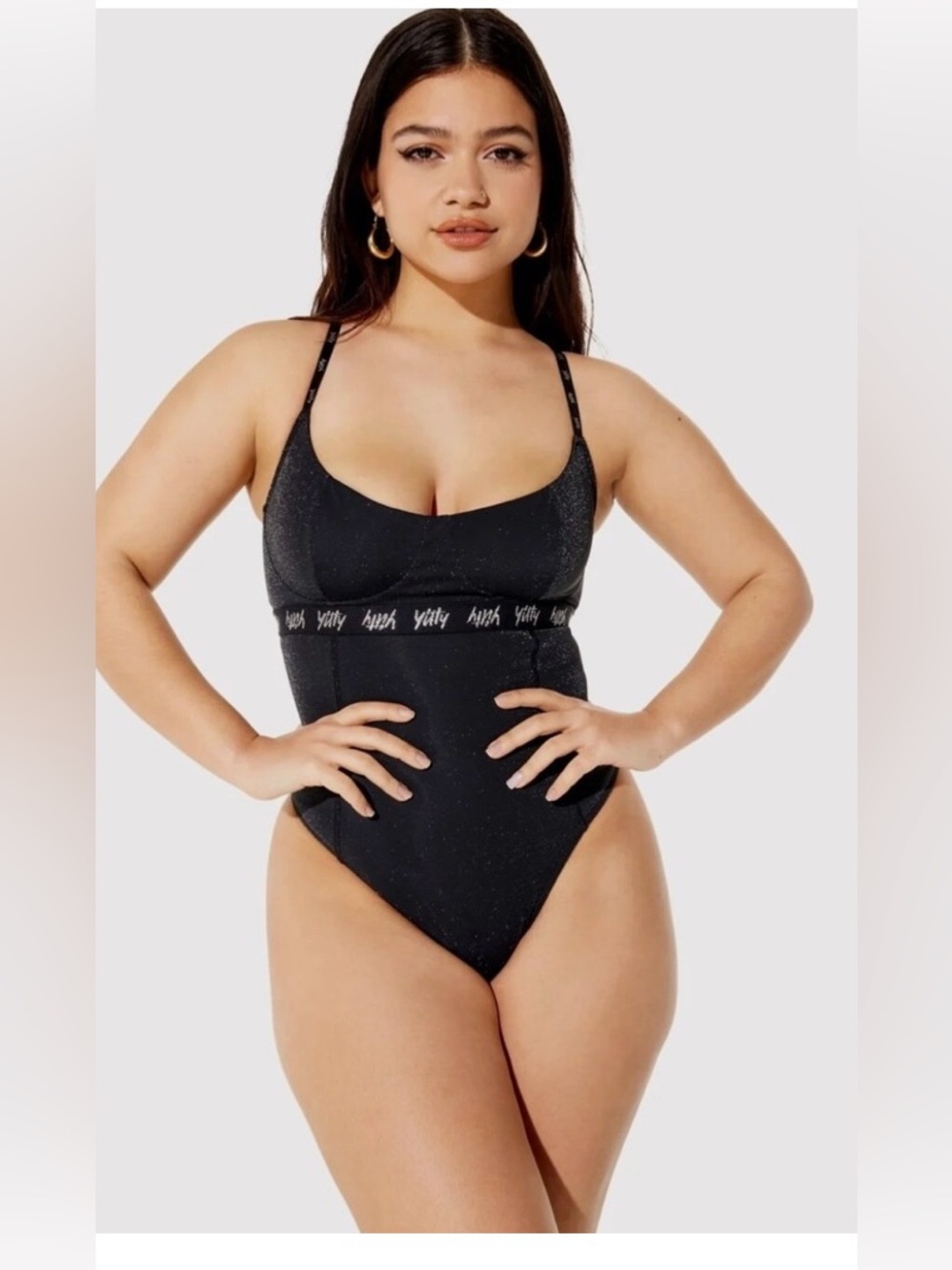 YITTY by Lizzo Shimmer Spotlight Shaping Bodysuit Black XS